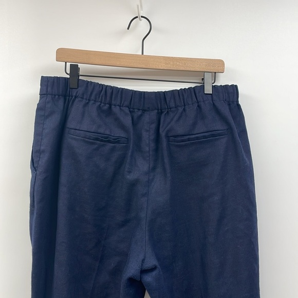 J. Crew Easy Pant High Rise Stretch Linen Mid-Rise Ankle Trouser Navy 14 - Picture 7 of 9